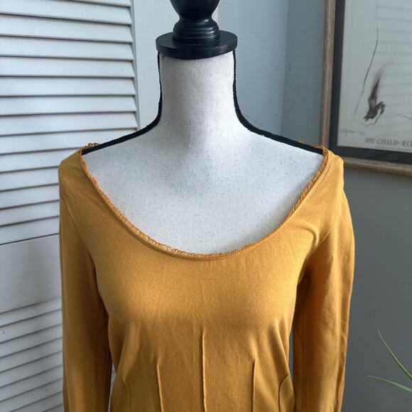 Vintage METROSTYLE Top Womens Medium Mustard Yellow Scoop Neck Retro Y2K Grunge - Picture 3 of 8